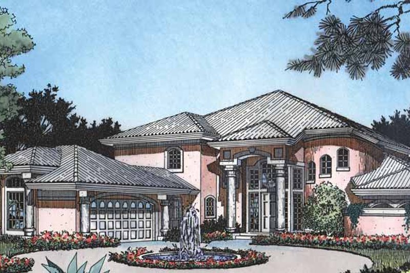 Home Plan - Mediterranean Exterior - Front Elevation Plan #417-476