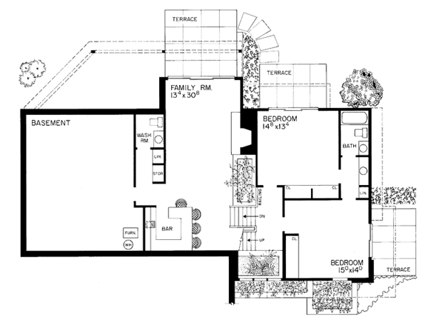 House Plan Design - Contemporary Floor Plan - Lower Floor Plan #72-689