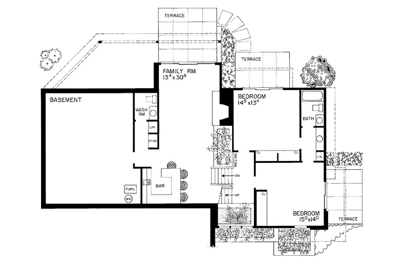 Dream House Plan - Floor Plan - Lower Floor for Contemporary House Plan #72-689 - 3 bed, 2 bath