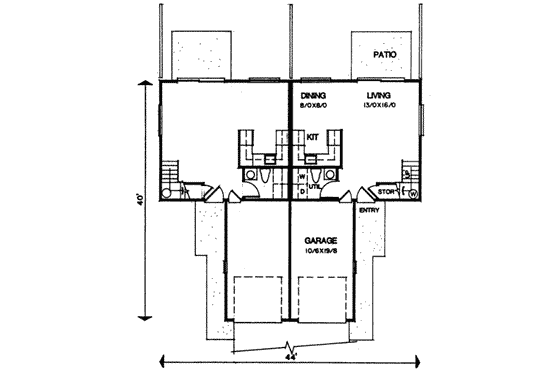 Floor Plan - Main Floor for Modern House Plan #303-252 - 2 bed, 1.5 bath