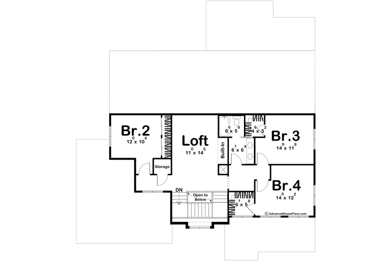 House Design - Floor Plan - Upper Floor for Modern House Plan #455-346 - 4 bed, 2.5 bath