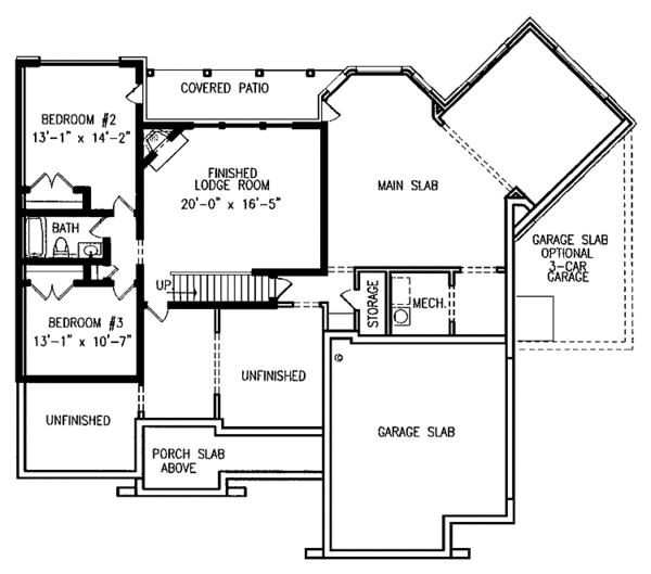 Architectural House Design - Craftsman Floor Plan - Lower Floor Plan #54-205
