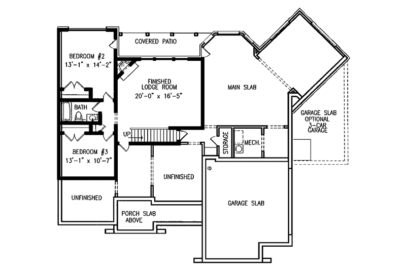 Home Plan - Floor Plan - Lower Floor for Craftsman House Plan #54-205 - 3 bed, 2.5 bath