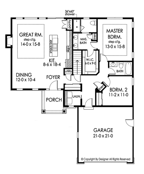 Architectural House Design - Ranch Floor Plan - Main Floor Plan #1010-179
