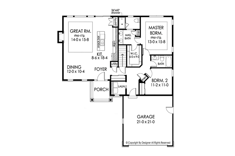 Dream House Plan - Floor Plan - Main Floor for Ranch House Plan #1010-179 - 2 bed, 2 bath