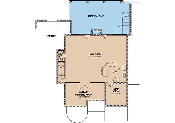 House Design - European Floor Plan - Lower Floor Plan #923-2