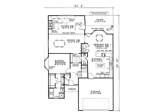 Floor Plan - Main Floor for Country House Plan #17-2689 - 3 bed, 2.5 bath