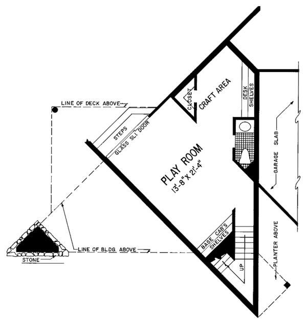 House Blueprint - Contemporary Floor Plan - Lower Floor Plan #72-1060
