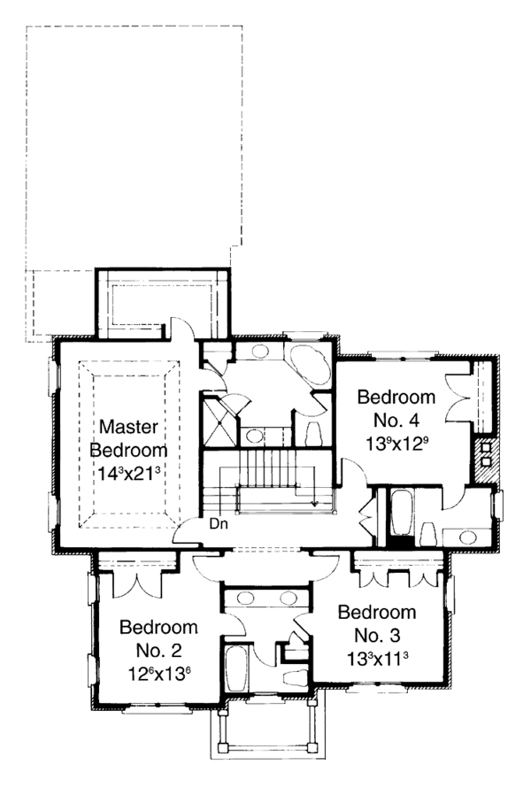 House Plan Design - Colonial Floor Plan - Upper Floor Plan #429-168
