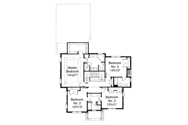 Dream House Plan - Floor Plan - Upper Floor for Colonial House Plan #429-168 - 4 bed, 3.5 bath