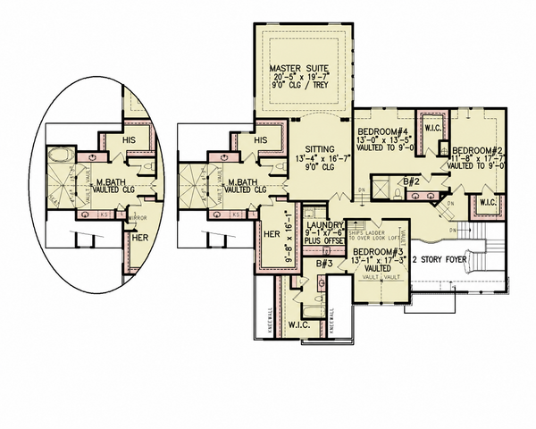 House Plan Design - Floor Plan - Upper Floor for Craftsman House Plan #54-726 - 5 bed, 3 bath