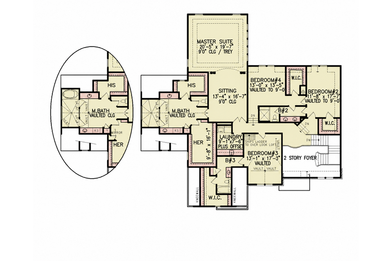House Plan Design - Floor Plan - Upper Floor for Craftsman House Plan #54-726 - 5 bed, 3 bath
