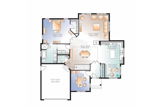 Floor Plan - Main Floor for Country House Plan #23-2527 - 1 bed, 1.5 bath