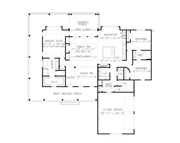 House Blueprint - Farmhouse Floor Plan - Main Floor Plan #54-387