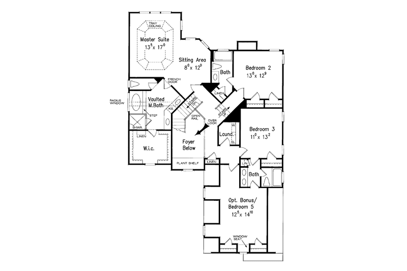 House Blueprint - Floor Plan - Upper Floor for Country House Plan #927-868 - 4 bed, 4 bath