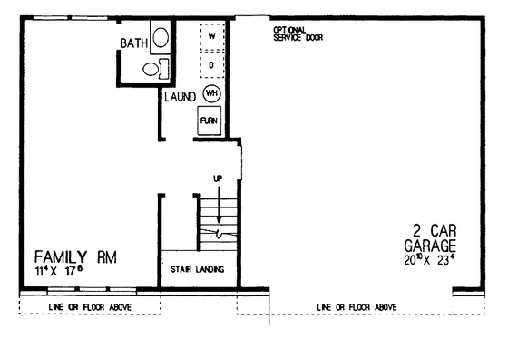 Floor Plan - Lower Floor for Contemporary House Plan #72-1035 - 3 bed, 2 bath