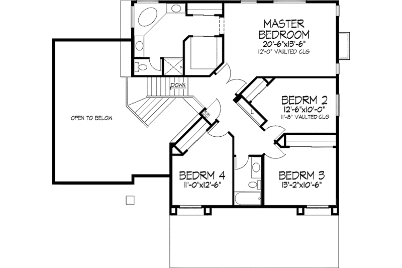 Home Plan - Floor Plan - Upper Floor for Mediterranean House Plan #320-976 - 4 bed, 3 bath