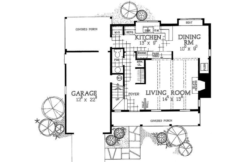 Architectural House Design - Floor Plan - Main Floor for Country House Plan #72-950 - 2 bed, 1.5 bath