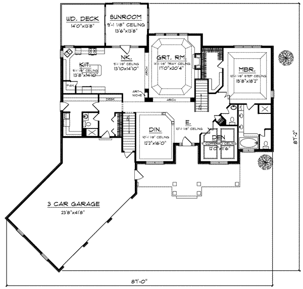 House Blueprint - Traditional Floor Plan - Main Floor Plan #70-640