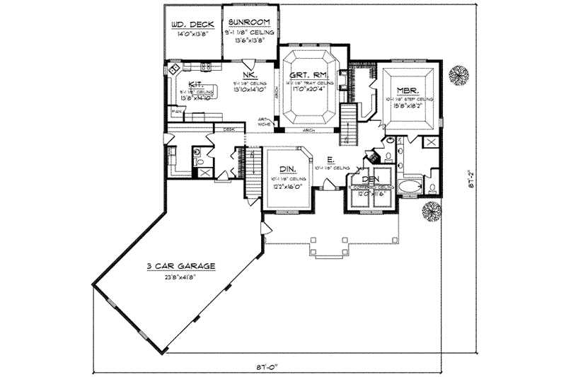 Home Plan - Floor Plan - Main Floor for Traditional House Plan #70-640 - 4 bed, 4.5 bath