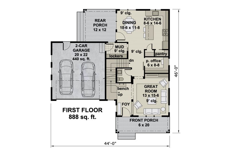 Dream House Plan - Floor Plan - Main Floor for Craftsman House Plan #51-1187 - 3 bed, 2.5 bath