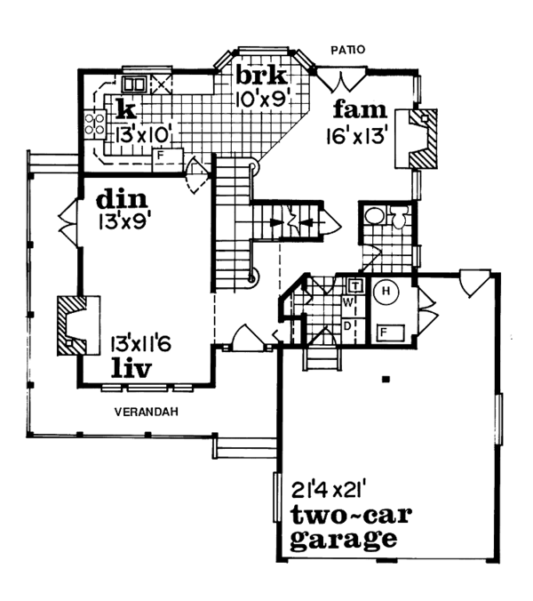 House Plan Design - Country Floor Plan - Main Floor Plan #47-998