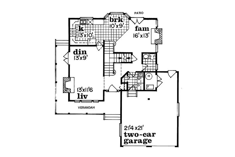 Home Plan - Floor Plan - Main Floor for Country House Plan #47-998 - 3 bed, 2.5 bath