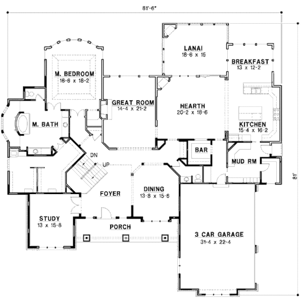 Craftsman Floor Plan - Main Floor Plan #67-875