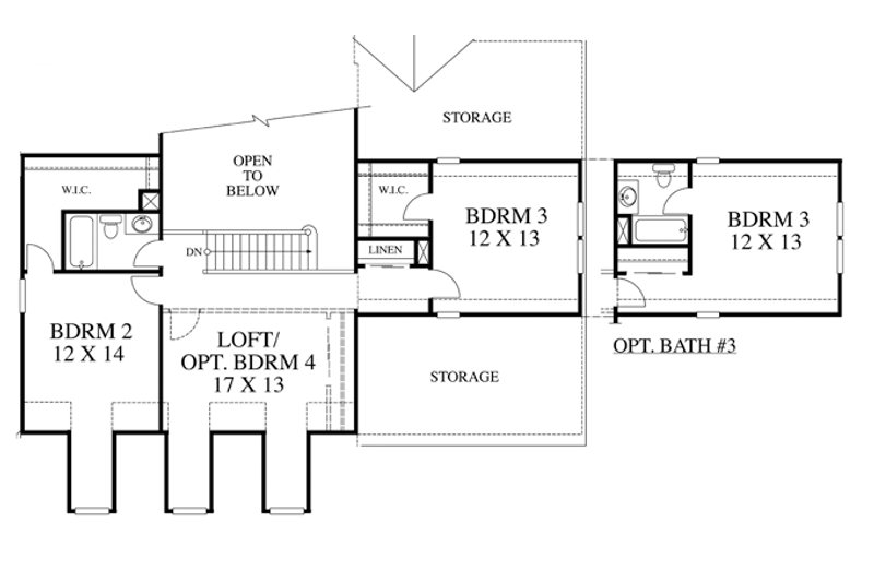 Architectural House Design - Floor Plan - Upper Floor for Traditional House Plan #1053-42 - 3 bed, 2.5 bath