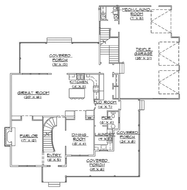 Architectural House Design - Country Floor Plan - Main Floor Plan #945-46