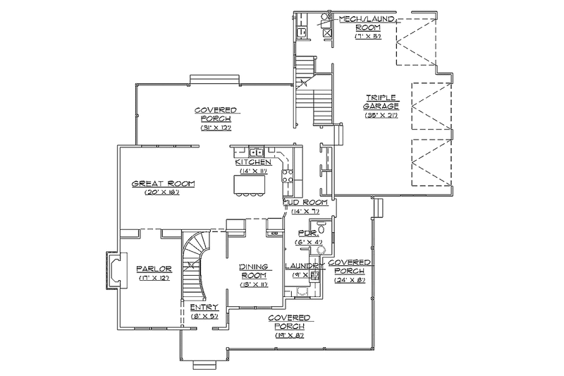 House Plan Design - Floor Plan - Main Floor for Country House Plan #945-46 - 4 bed, 2.5 bath