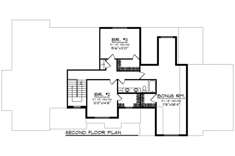 Home Plan - Floor Plan - Upper Floor for Craftsman House Plan #70-1286 - 3 bed, 2.5 bath