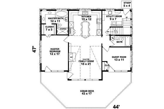 Floor Plan - Main Floor for Cottage House Plan #81-693 - 3 bed, 3 bath