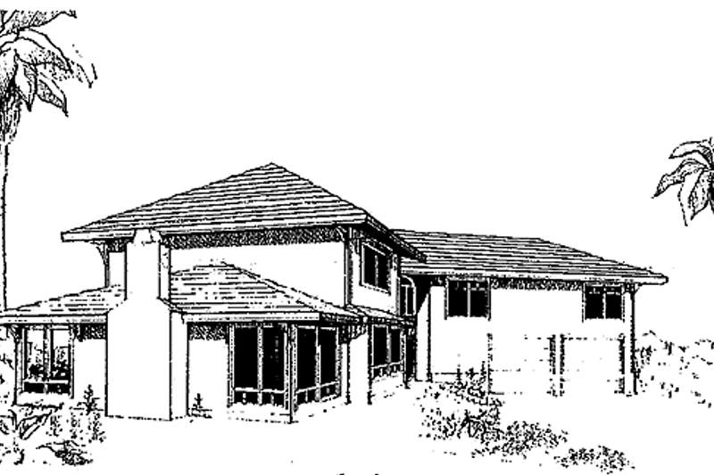 Home Plan - Contemporary Exterior - Front Elevation Plan #60-983