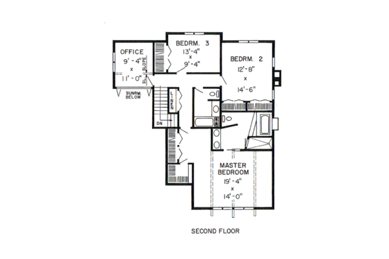 Floor Plan - Upper Floor for Traditional House Plan #312-787 - 3 bed, 2.5 bath