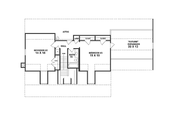 Floor Plan - Upper Floor for Country House Plan #81-168 - 3 bed, 2.5 bath