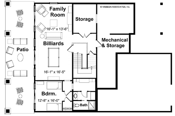Floor Plan - Lower Floor for Craftsman House Plan #928-60 - 4 bed, 4.5 bath