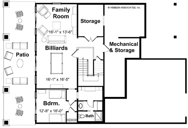 Craftsman Floor Plan - Lower Floor Plan #928-60
