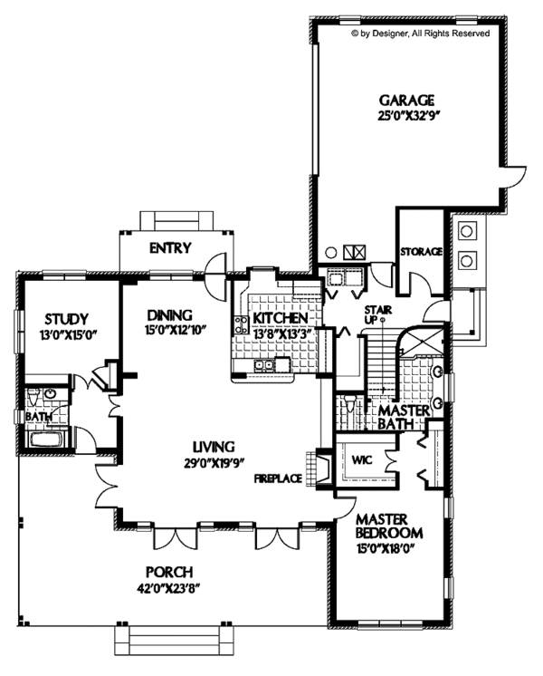 Dream House Plan - Country Floor Plan - Main Floor Plan #999-33