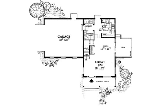 Floor Plan - Main Floor for Country House Plan #72-1113 - 3 bed, 2.5 bath