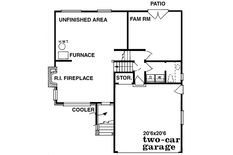 House Plan Design - Floor Plan - Lower Floor for Contemporary House Plan #47-679 - 3 bed, 1.5 bath