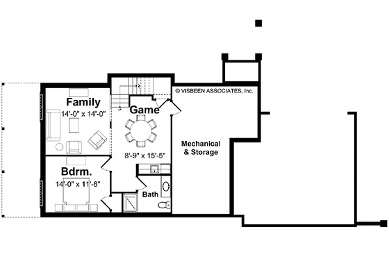 Floor Plan - Lower Floor for Traditional House Plan #928-115 - 2 bed, 2 bath
