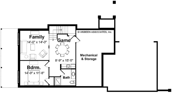 Traditional Floor Plan - Lower Floor Plan #928-115