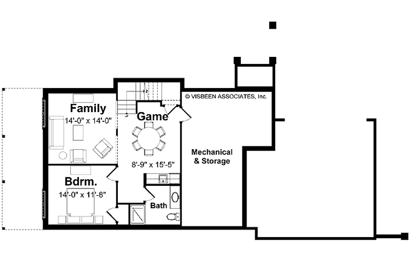 Home Plan - Floor Plan - Lower Floor for Traditional House Plan #928-115 - 2 bed, 2 bath