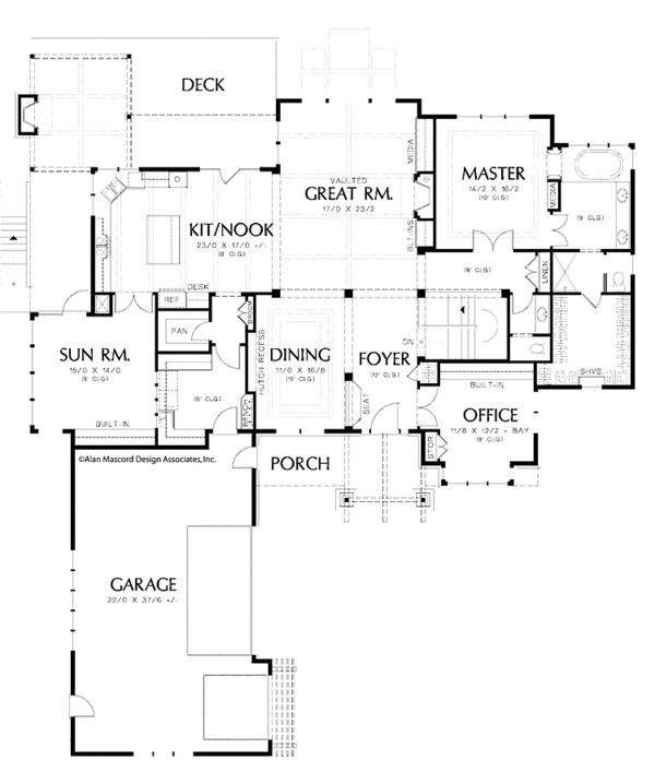Architectural House Design - Craftsman Floor Plan - Main Floor Plan #48-864
