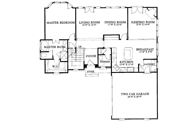 Dream House Plan - Floor Plan - Main Floor for Country House Plan #429-105 - 3 bed, 2.5 bath
