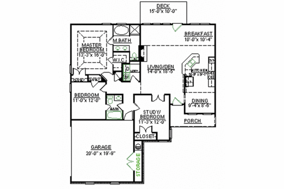 Floor Plan - Main Floor for European House Plan #119-274 - 3 bed, 2 bath