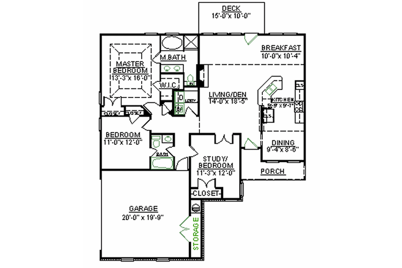 Home Plan - Floor Plan - Main Floor for European House Plan #119-274 - 3 bed, 2 bath