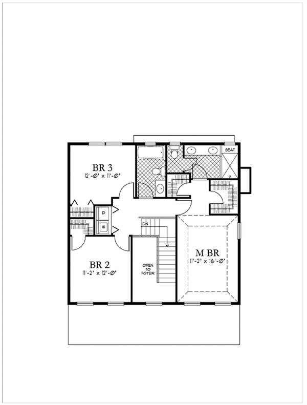 House Blueprint - Country Floor Plan - Upper Floor Plan #1029-11