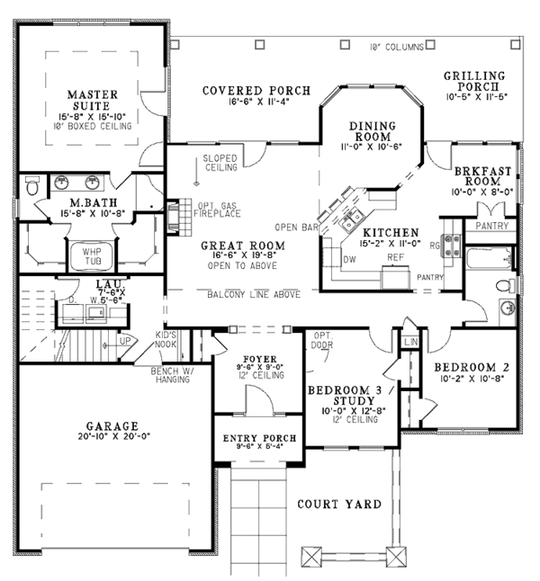Architectural House Design - Mediterranean Floor Plan - Main Floor Plan #17-2925